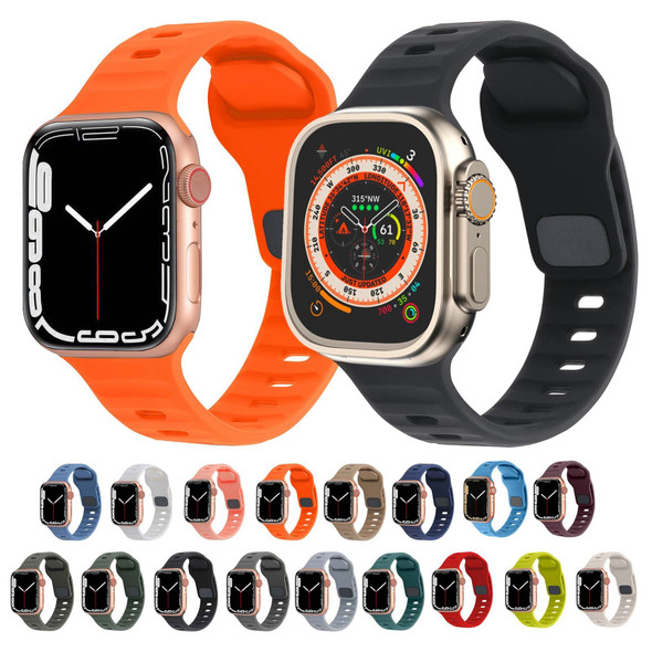 For Apple Watch 38mm Square Buckle Stripes Silicone Watch Band(Starlight)