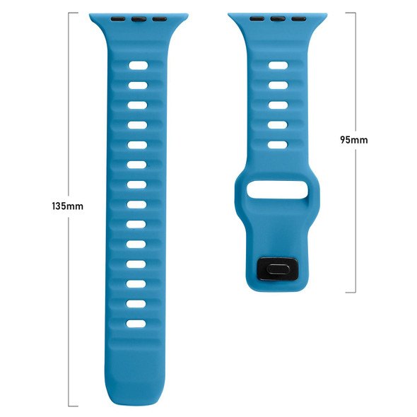 For Apple Watch 38mm Square Buckle Stripes Silicone Watch Band(Blue)