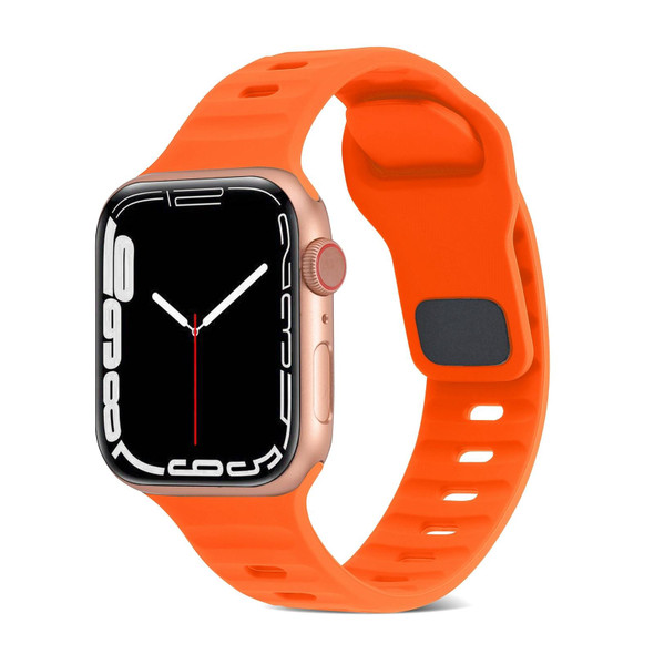 For Apple Watch 38mm Square Buckle Stripes Silicone Watch Band(Orange)