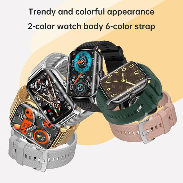 F12 2.02 inch Curved Screen Smart Watch Supports Voice Call/Blood Sugar Detection(Black + Green)