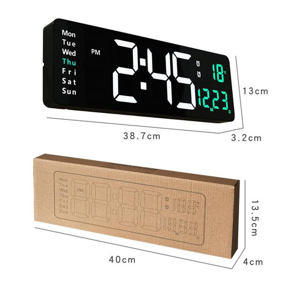 6626 Living Room Wall-Mounted Large Screen Display LED Digital Clock, Color: Green Temperature