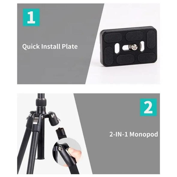 JMARY KT325+NB30 1.6m Portable Aluminum Alloy Action Camera Rotating Tripod Holder