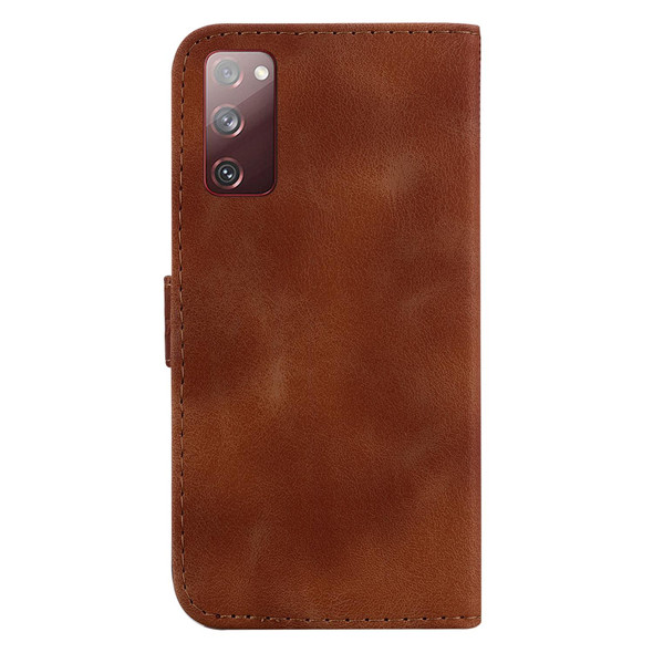 For Samsung Galaxy S20 FE 4G/5G 7-shaped Embossed Leatherette Phone Case(Brown)