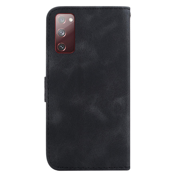 For Samsung Galaxy S20 FE 4G/5G 7-shaped Embossed Leatherette Phone Case(Black)