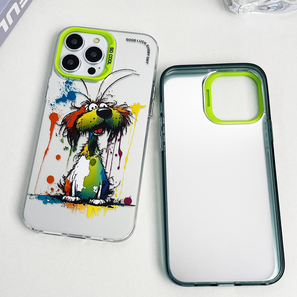 For iPhone 14 Double Layer Color Silver Series Animal Oil Painting Phone Case(Big Eyed Cat)
