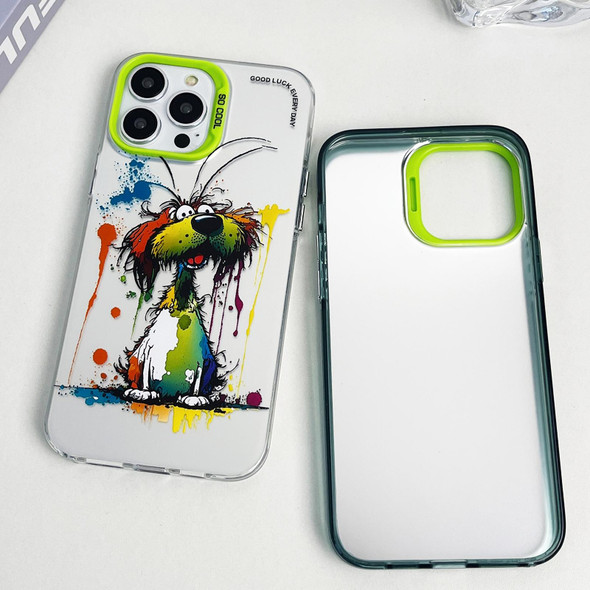 For iPhone 14 Pro Max Double Layer Color Silver Series Animal Oil Painting Phone Case(Big Eyed Cat)