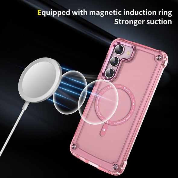 For Samsung Galaxy S22+ 5G Skin Feel TPU + PC MagSafe Magnetic Phone Case(Transparent Pink)