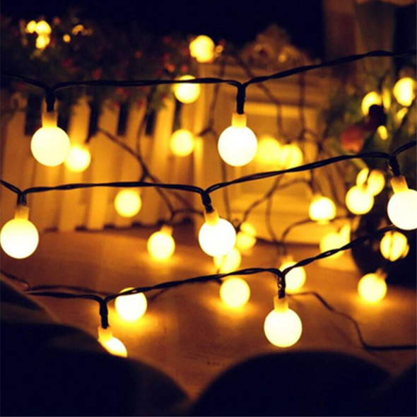 6.5m / 30 Lamps LED String Lights Matte White Ball Wire Lights Solar Power Starry String Lights for Wedding Home Parties - Warm White