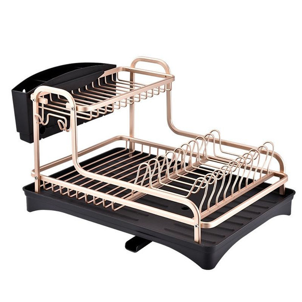 Double-layer Space Aluminum Dish Rack Kitchen Drain Rack