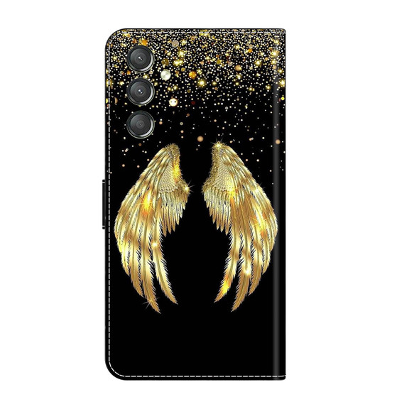 For Samsung Galaxy A24 Crystal 3D Shockproof Protective Leatherette Phone Case(Golden Wings)