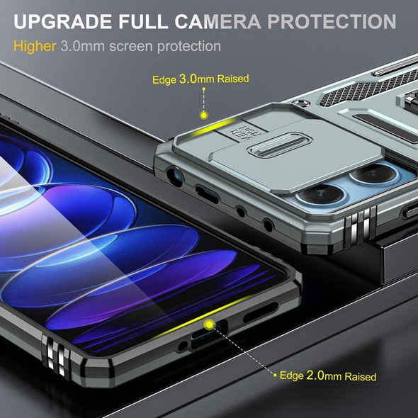 For Xiaomi Redmi Note 12 5G Global Armor PC + TPU Camera Shield Phone Case(Grey)