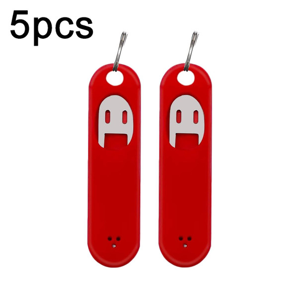 5pcs Eject Sim Card Tray Open Pins Needle Keychain Tool With Silicone Case(Red)