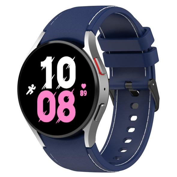 For Samsung Galaxy Watch 6 / 6 Classic Leatherette Black Buckle Silicone Watch Band, Size:L Size(Dark Blue)