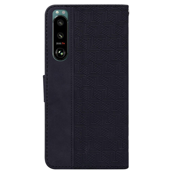 Sony Xperia 5 III Geometric Embossed Leather Phone Case(Black)