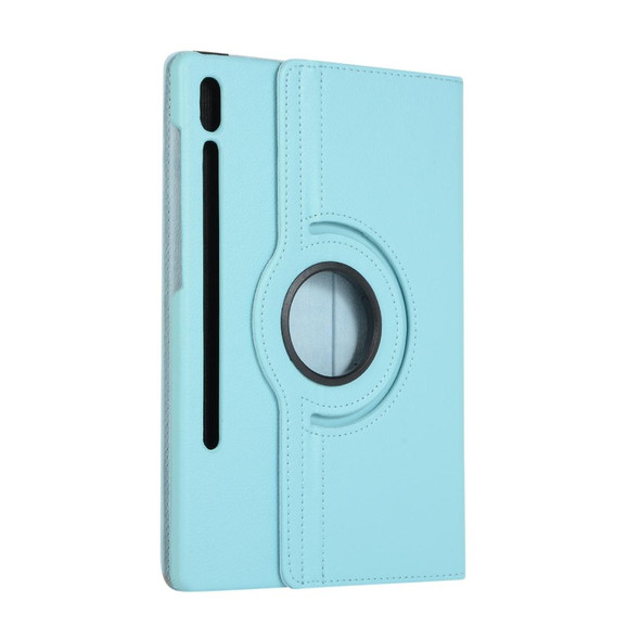 ENKAY 360 Degree Rotation Lichi Texture Leatherette Case with Holder for Samsung Galaxy Tab S6 10.5 T860 / T865(Light Blue)