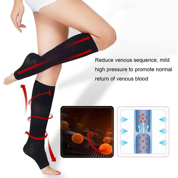 Elastic Tube Compression Socks Swollen Veins Calf Anti-varicose Socks(Black Feet)