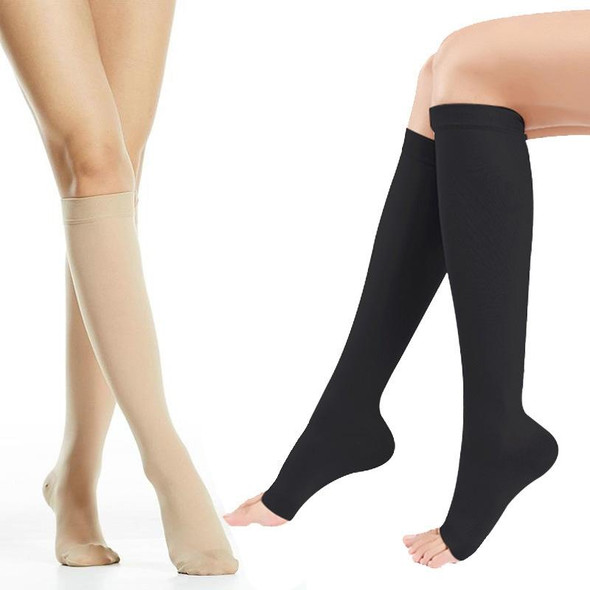 Elastic Tube Compression Socks Swollen Veins Calf Anti-varicose Socks(Skin-color Feet)