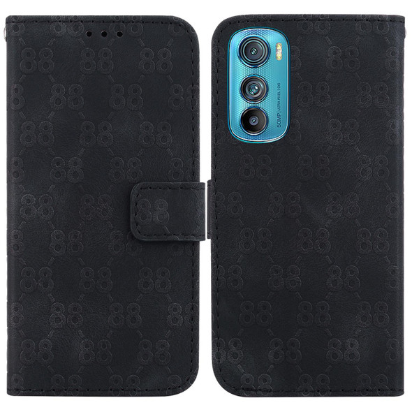 For Motorola Edge 30 Double 8-shaped Embossed Leatherette Phone Case(Black)