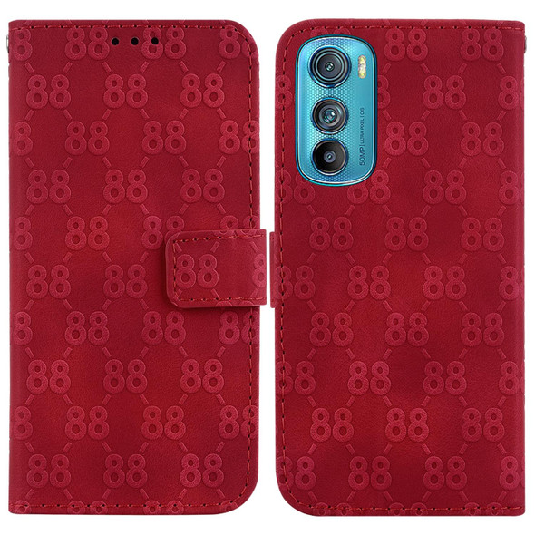For Motorola Edge 30 Double 8-shaped Embossed Leatherette Phone Case(Red)