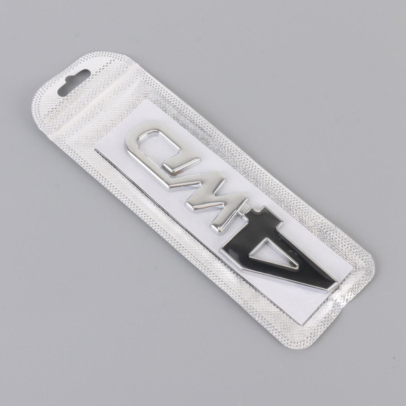 Car 4WD Personalized Aluminum Alloy Decorative Stickers, Size: 13x3.5x0.3cm (Black Silver)