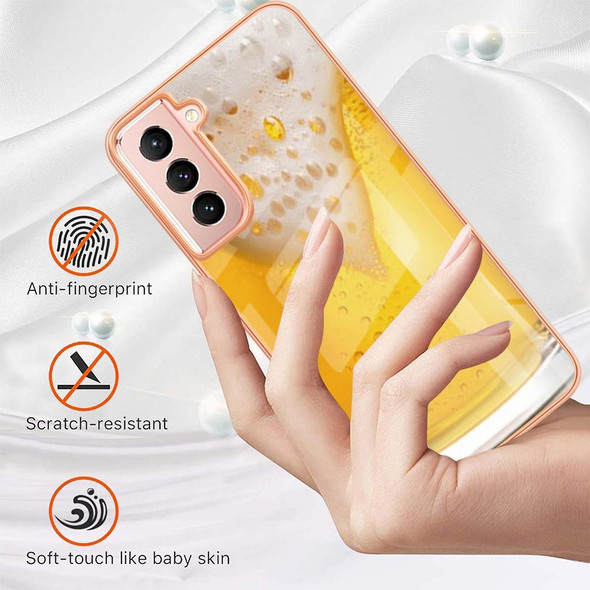 For Samsung Galaxy S21 5G Electroplating Marble Dual-side IMD Phone Case(Draft Beer)