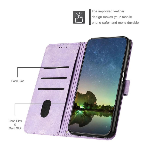 For Motorola Edge 30 Dream Triangle Leatherette Phone Case with Lanyard(Purple)