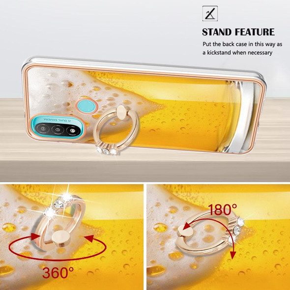 For Motorola Moto E20 / E30 / E40 Electroplating Dual-side IMD Phone Case with Ring Holder(Draft Beer)