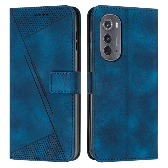 For Motorola Edge 2022 Dream Triangle Leatherette Phone Case with Lanyard(Blue)