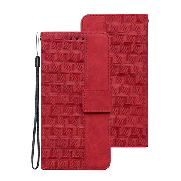 Sony Xperia 5 III Geometric Embossed Leather Phone Case(Red)