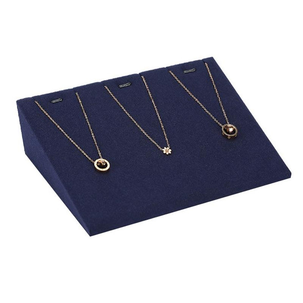 20x14x5.5cm 3-bit Necklace Holder Jewelry Display Props Blue Microfiber Window Necklace Earring Ring Stand