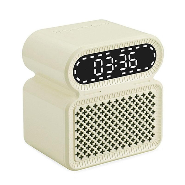 Desktop Alarm Clock Bluetooth Speaker Dual-speaker High-power Computer Audio(Light Yellow)