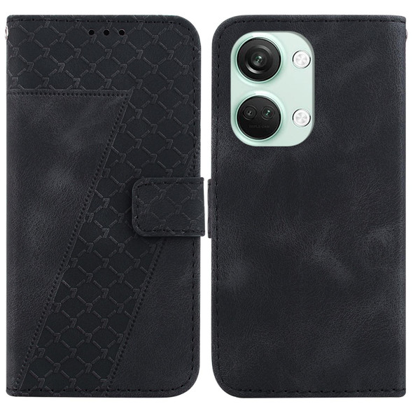 For OnePlus Nord 3 7-shaped Embossed Leatherette Phone Case(Black)