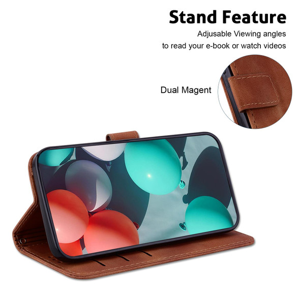 For OPPO Reno10 5G Global/Reno10 Pro Global 7-shaped Embossed Leatherette Phone Case(Brown)