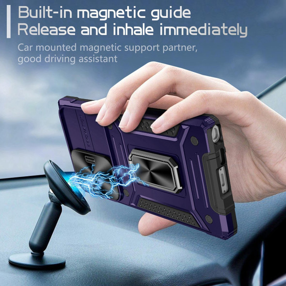 For Samsung Galaxy S23 Ultra 5G Camshield Robot TPU Hybrid PC Phone Case(Purple)