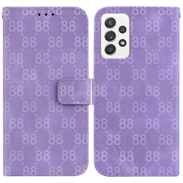 For Samsung Galaxy S21 5G Double 8-shaped Embossed Leatherette Phone Case(Purple)
