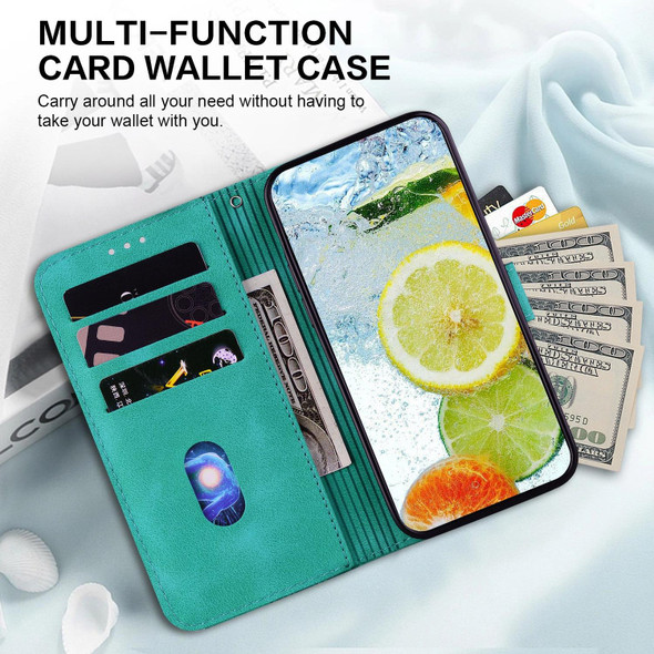 For Samsung Galaxy S21 5G Double 8-shaped Embossed Leatherette Phone Case(Green)