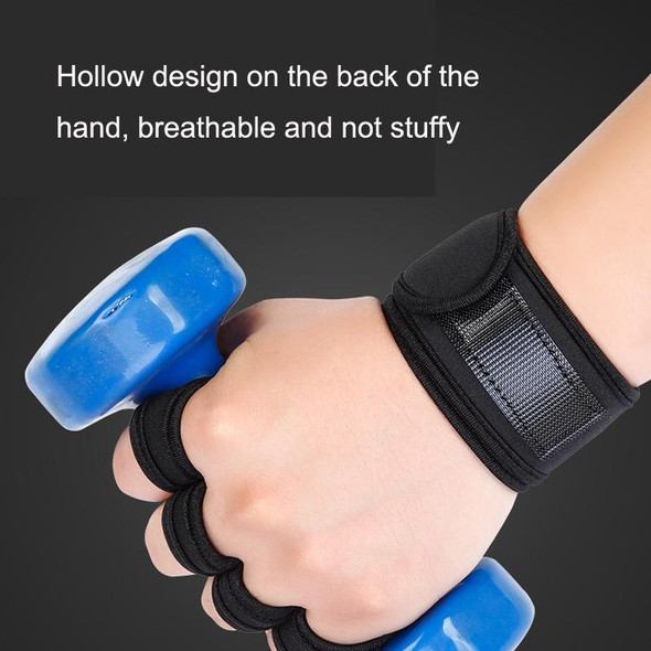 L Weightlifting Dumbbell Horizontal Bar Anti-cocoon Anti-slip Wrist Fitness Four-finger Gloves(Black)