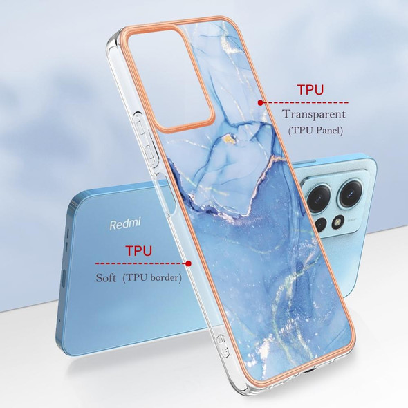 For Xiaomi Redmi Note 12 4G Global Electroplating Marble Dual-side IMD Phone Case(Blue 018)