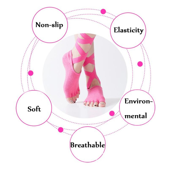 Yoga Five-Finger Socks Open-Toe Lace-Up Dance Socks Particle Non-Slip Socks, Size: One Size(Skin Color)