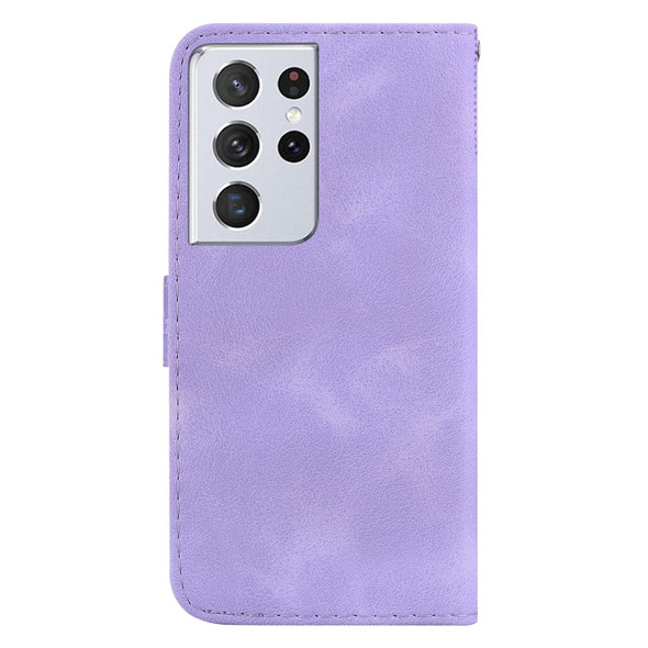 For Samsung Galaxy S21 Ultra 5G 7-shaped Embossed Leatherette Phone Case(Purple)