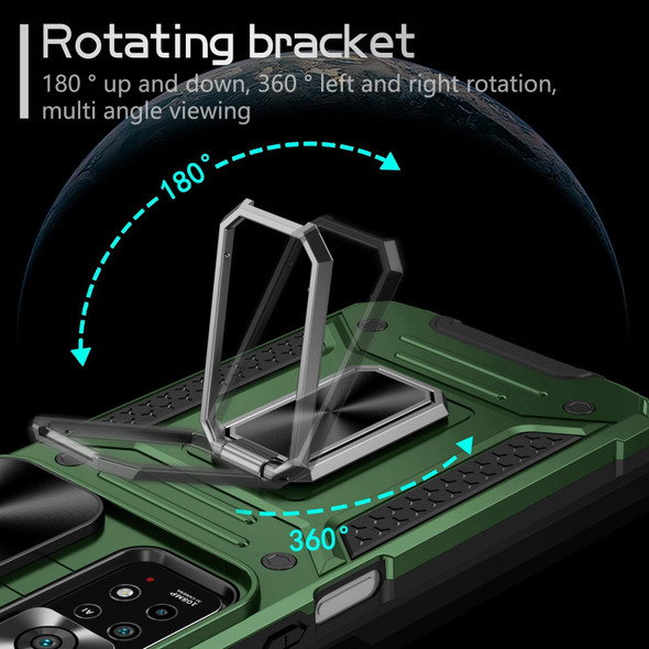 For Redmi Note 11 Pro 4G / 5G Global Camshield Robot TPU Hybrid PC Phone Case(Green)