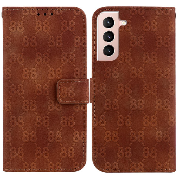 For Samsung Galaxy S21 Ultra 5G Double 8-shaped Embossed Leatherette Phone Case(Brown)