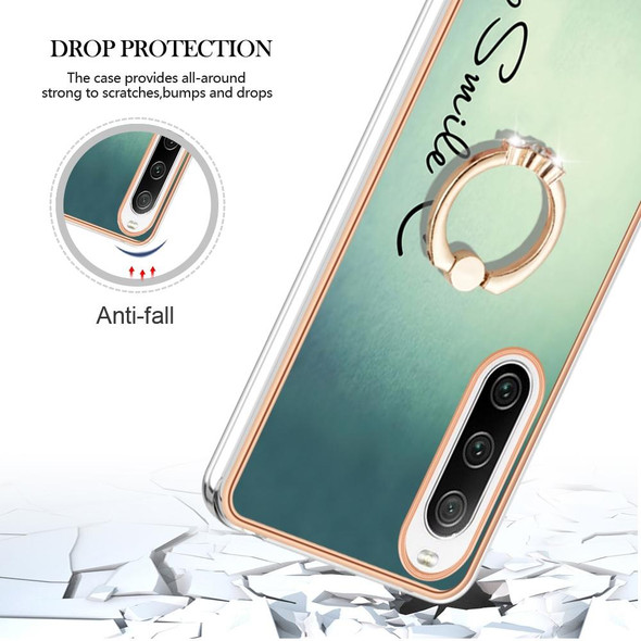 For Sony Xperia 10 IV Electroplating Dual-side IMD Phone Case with Ring Holder(Smile)