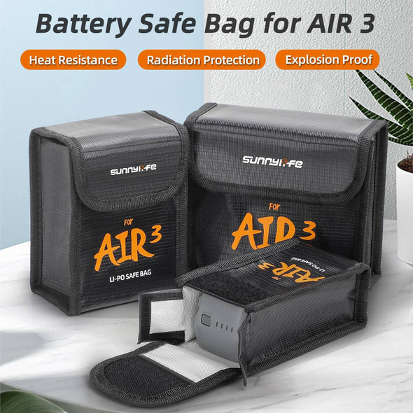 For DJI Air 3 Sunnylife Battery Explosion-proof Safe Bag Protective Li-Po Safe Bag For 2pcs Batteries