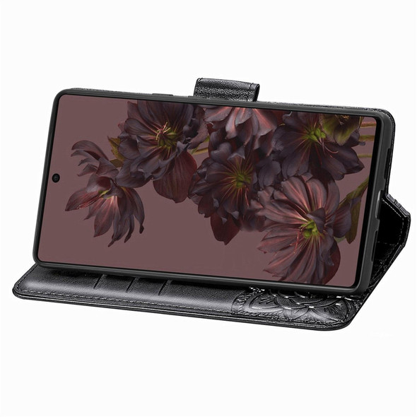 Google Pixel 7 Pro 5G Butterfly Love Flower Embossed Leather Phone Case(Black)