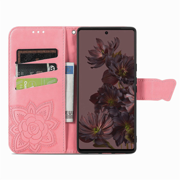 Google Pixel 7 5G Butterfly Love Flower Embossed Leather Phone Case(Pink)