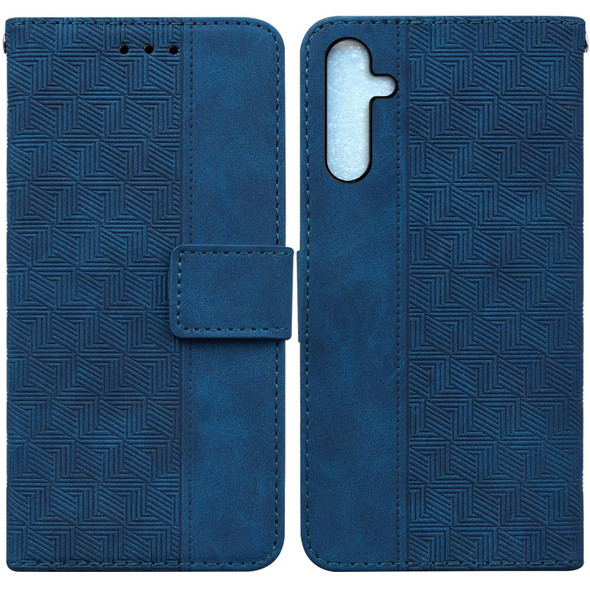 For Samsung Galaxy A25 5G Geometric Embossed Leatherette Phone Case(Blue)