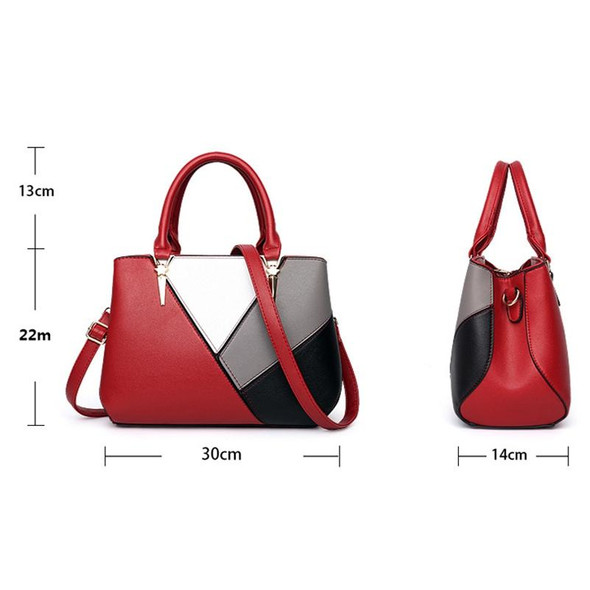 A51 PU Colorblock Ladies Handbag(Dark Gray)