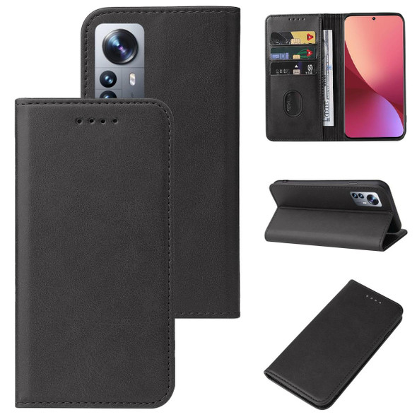 For Xiaomi 12 Pro Magnetic Closure Leather Phone Case(Black)