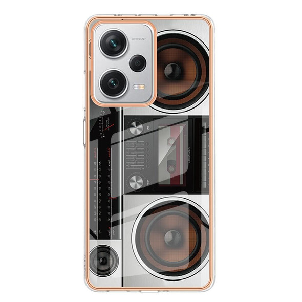 For Xiaomi Redmi Note 12 Pro+ Global Electroplating Marble Dual-side IMD Phone Case(Retro Radio)